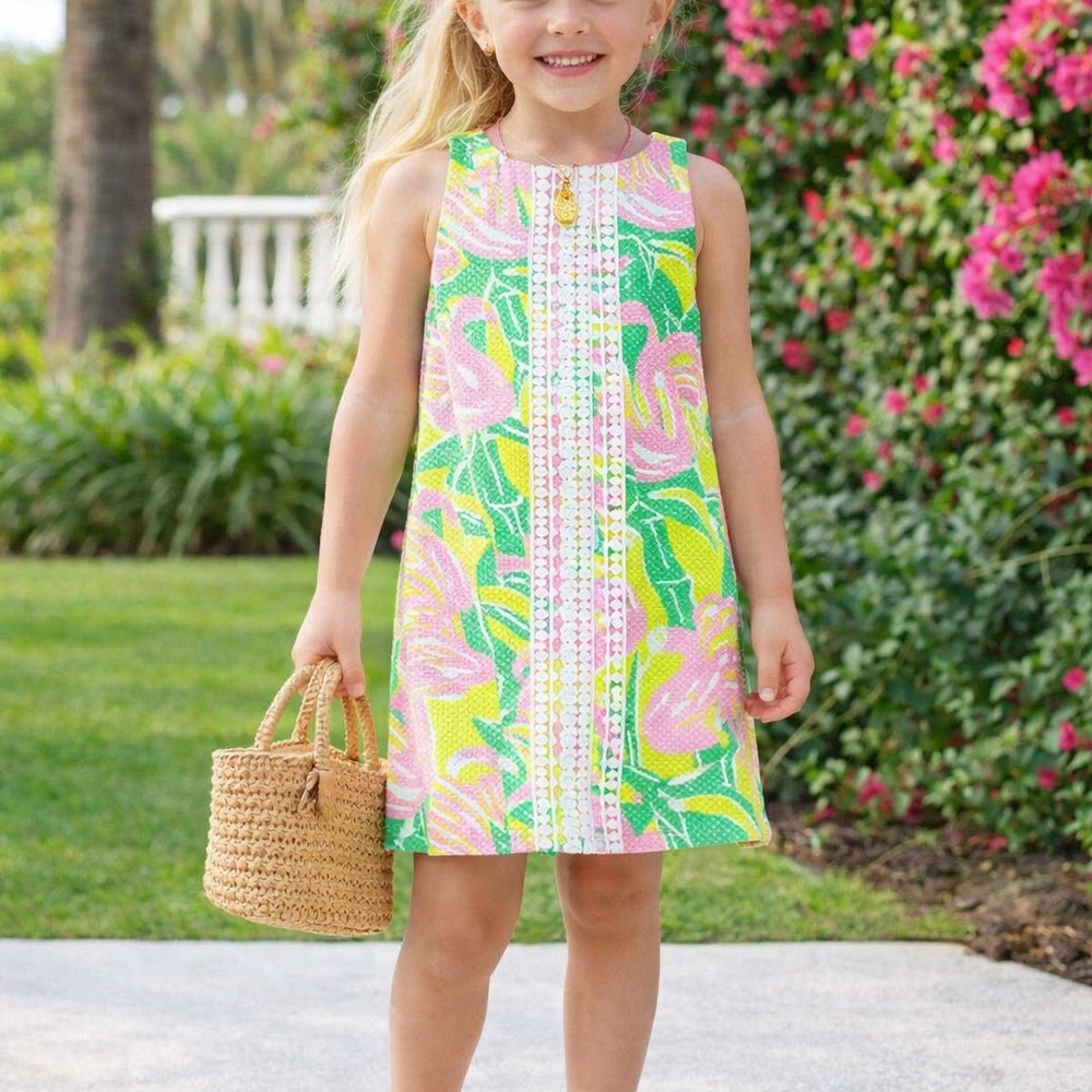 Lilly Pulitzer Pink, Green & Yellow Floral Shift Dress